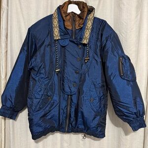 Andy Johns Unisex Vintage 1980 Metallic Patterned Collar Puffer Ski jacket M